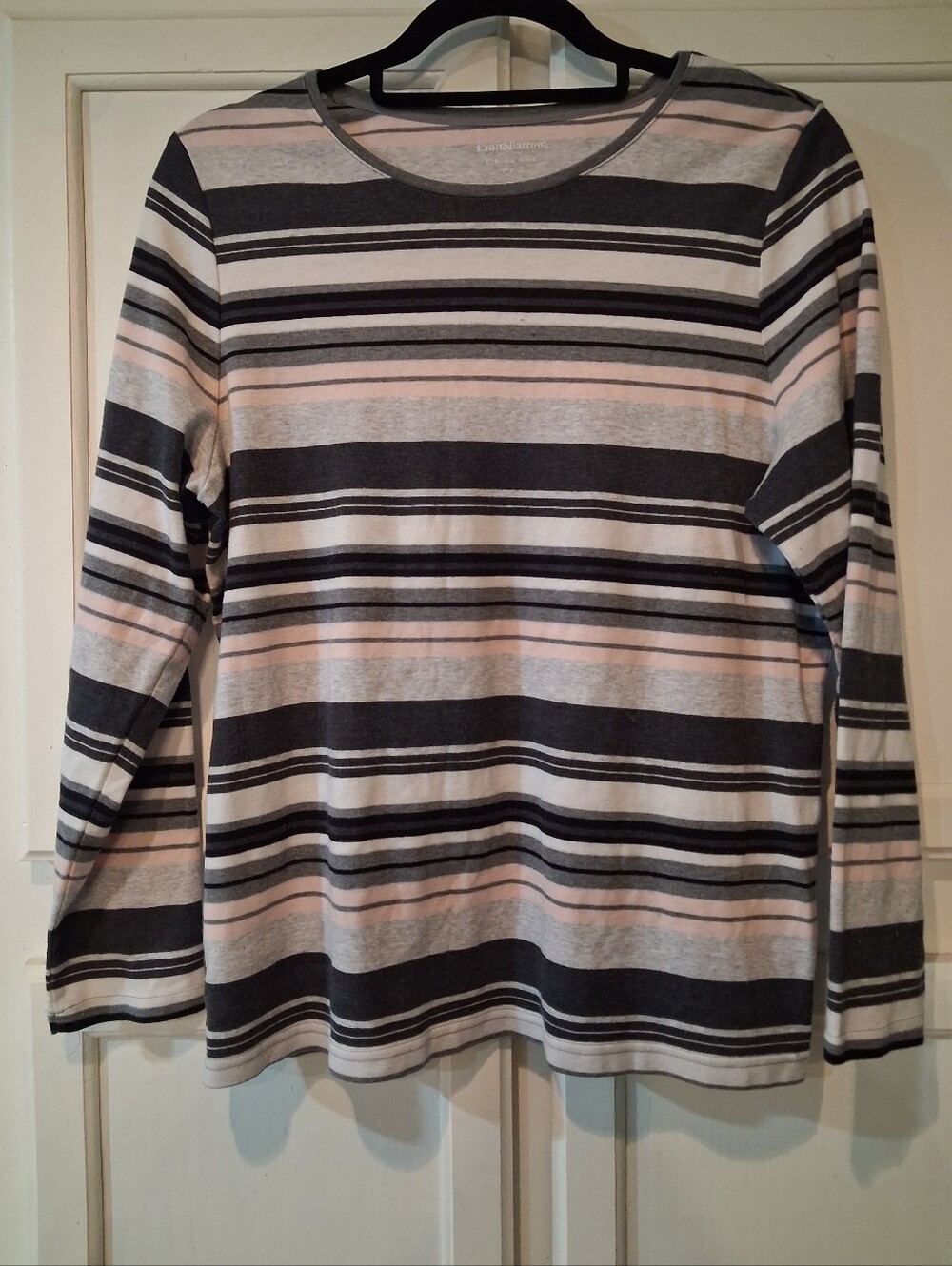 Croft & Barrow Multicolor Striped Crew Neck Long Sleeve Classic Tee Plus 0X